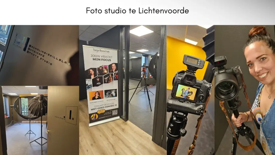 a room with a large building with a sign and a stand